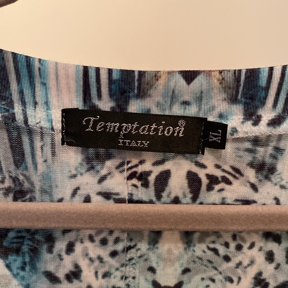 177. Temptation Long Sleeve V Neck Top XL Blue Multi - Picture 5 of 6